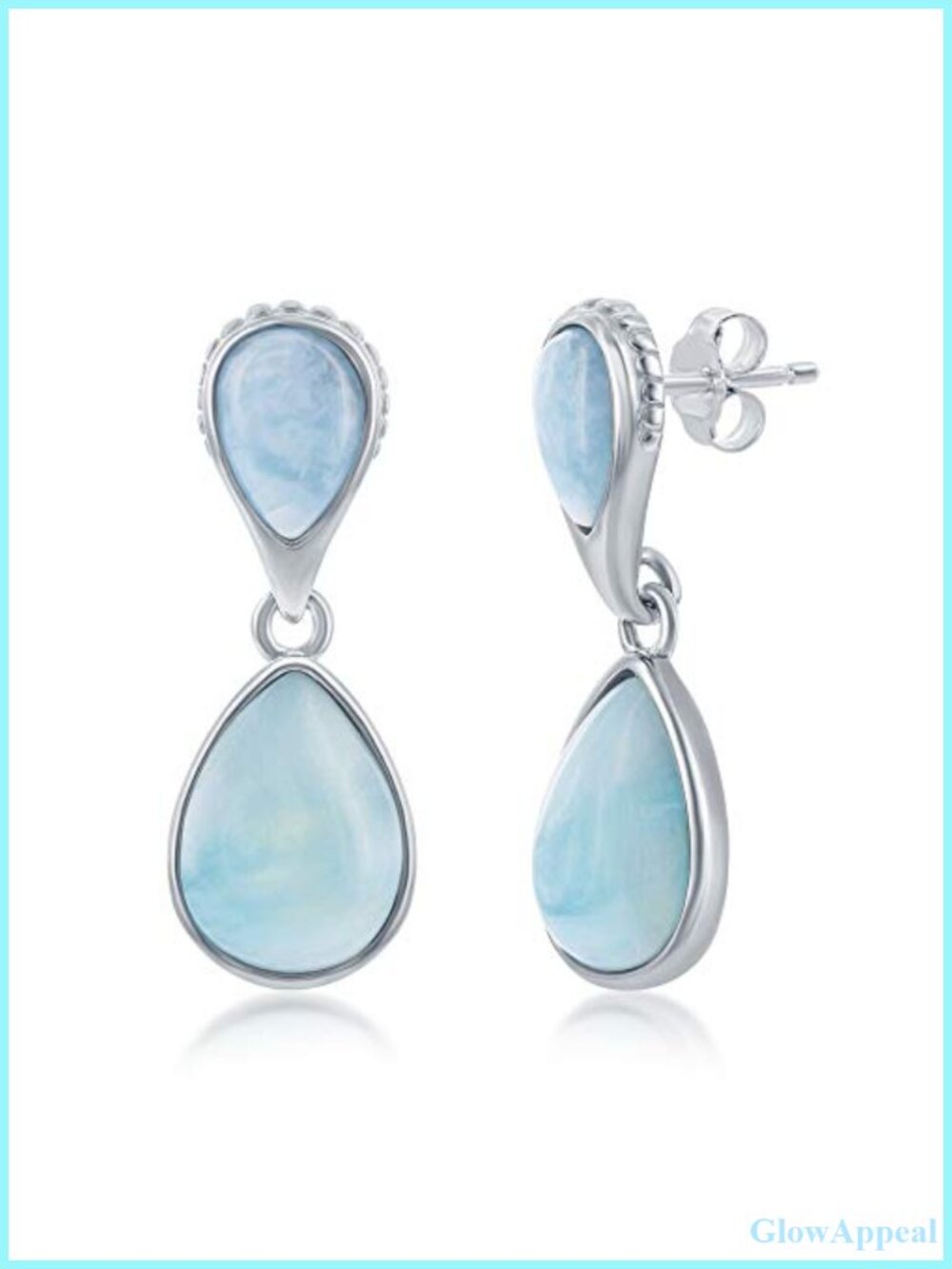 Sterling Silver Larimar Dangle Earrings Hypoallergenic Drop Earrings